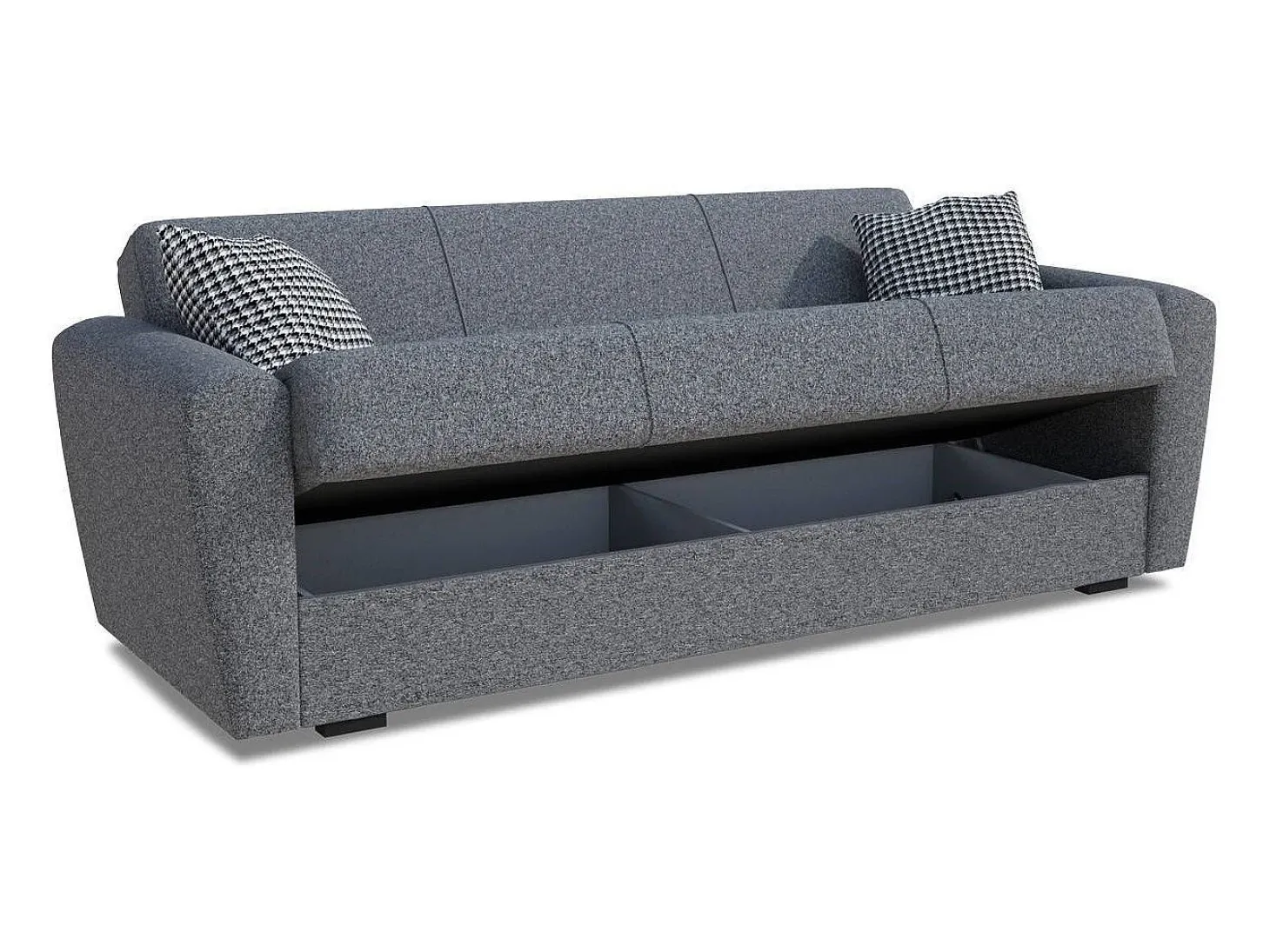 Sofá-cama Escobar, sofá-cama contêiner linear de 3 lugares, Sofá da sala em tecido acolchoado com abertura click-clack, 223x84xh80 cm, Cinza