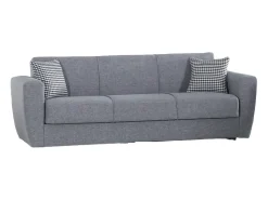 Sofá-cama Escobar, sofá-cama contêiner linear de 3 lugares, Sofá da sala em tecido acolchoado com abertura click-clack, 223x84xh80 cm, Cinza