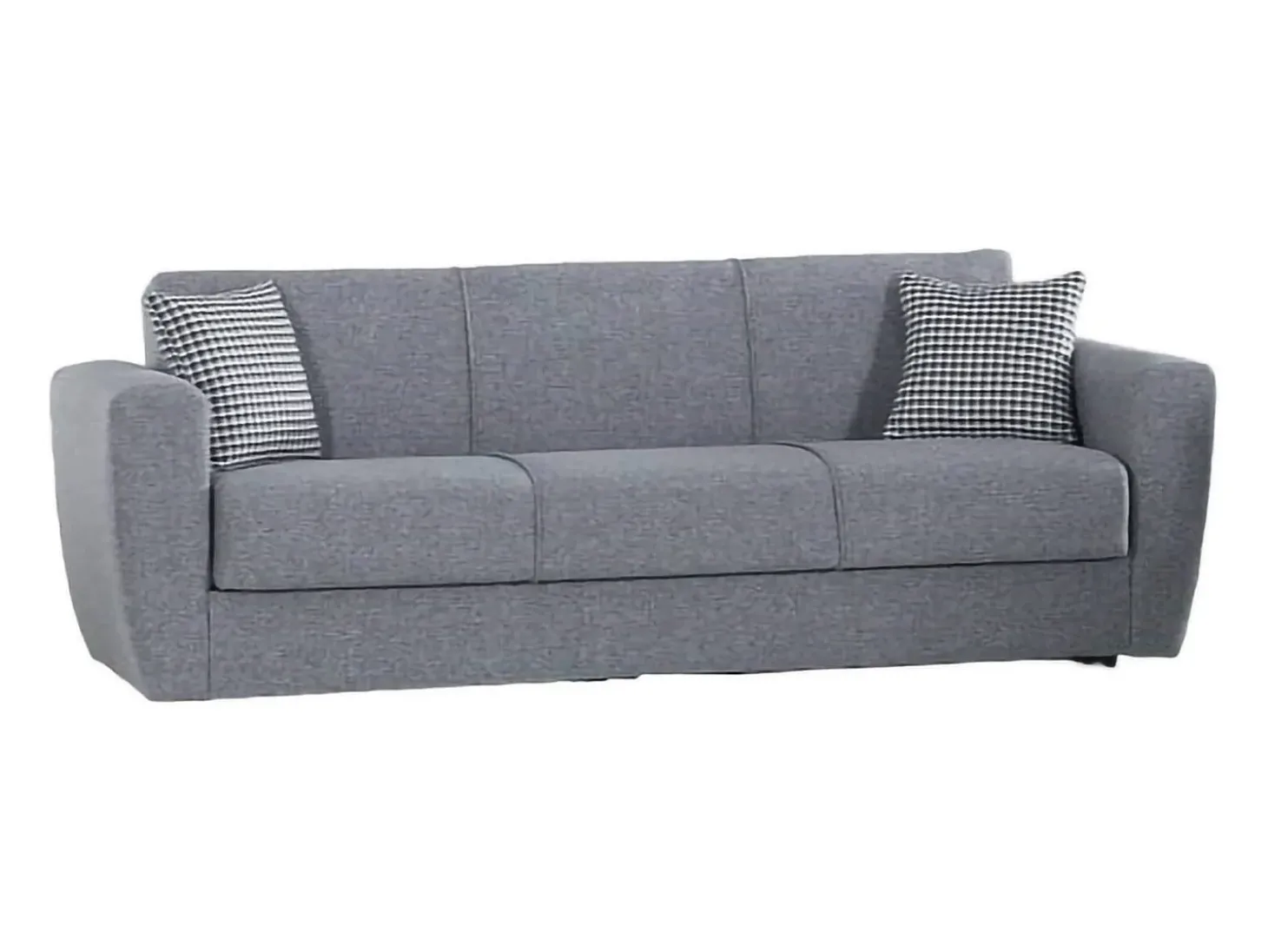Sofá-cama Escobar, sofá-cama contêiner linear de 3 lugares, Sofá da sala em tecido acolchoado com abertura click-clack, 223x84xh80 cm, Cinza