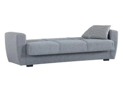 Sofá-cama Escobar, sofá-cama contêiner linear de 3 lugares, Sofá da sala em tecido acolchoado com abertura click-clack, 223x84xh80 cm, Cinza