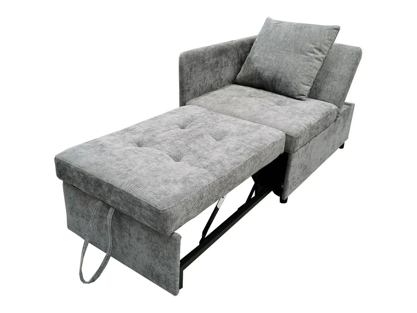Sofá-cama estofado 177x68x65 cm - Sofá-cama multifuncional 3 em 1 - Linho - Encosto ajustável - Cinza claro