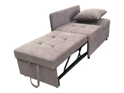 Sofá-cama estofado 177x68x65 cm - Sofá-cama multifuncional 3 em 1 - Linho - Encosto ajustável - Cinza