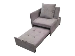 Sofá-cama estofado 177x68x65 cm - Sofá-cama multifuncional 3 em 1 - Linho - Encosto ajustável - Cinza