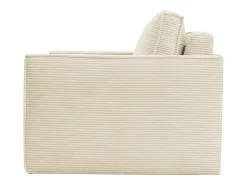 Sofá-cama express AMELIA de 4 lugares em veludo cotelê bege, 160 cm, colchão de espuma viscoelástica de 13 cm.