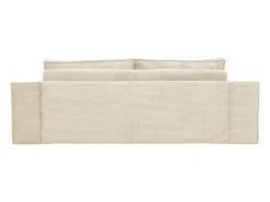 Sofá-cama express AMELIA de 4 lugares em veludo cotelê bege, 160 cm, colchão de espuma viscoelástica de 13 cm.