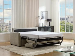 Sofá-cama express de 3 lugares em tecido cinza ORELIS