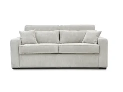 Sofá-cama Express em veludo cotelê bege, área para dormir de 130 cm, colchão de 16 cm, MONDOVI