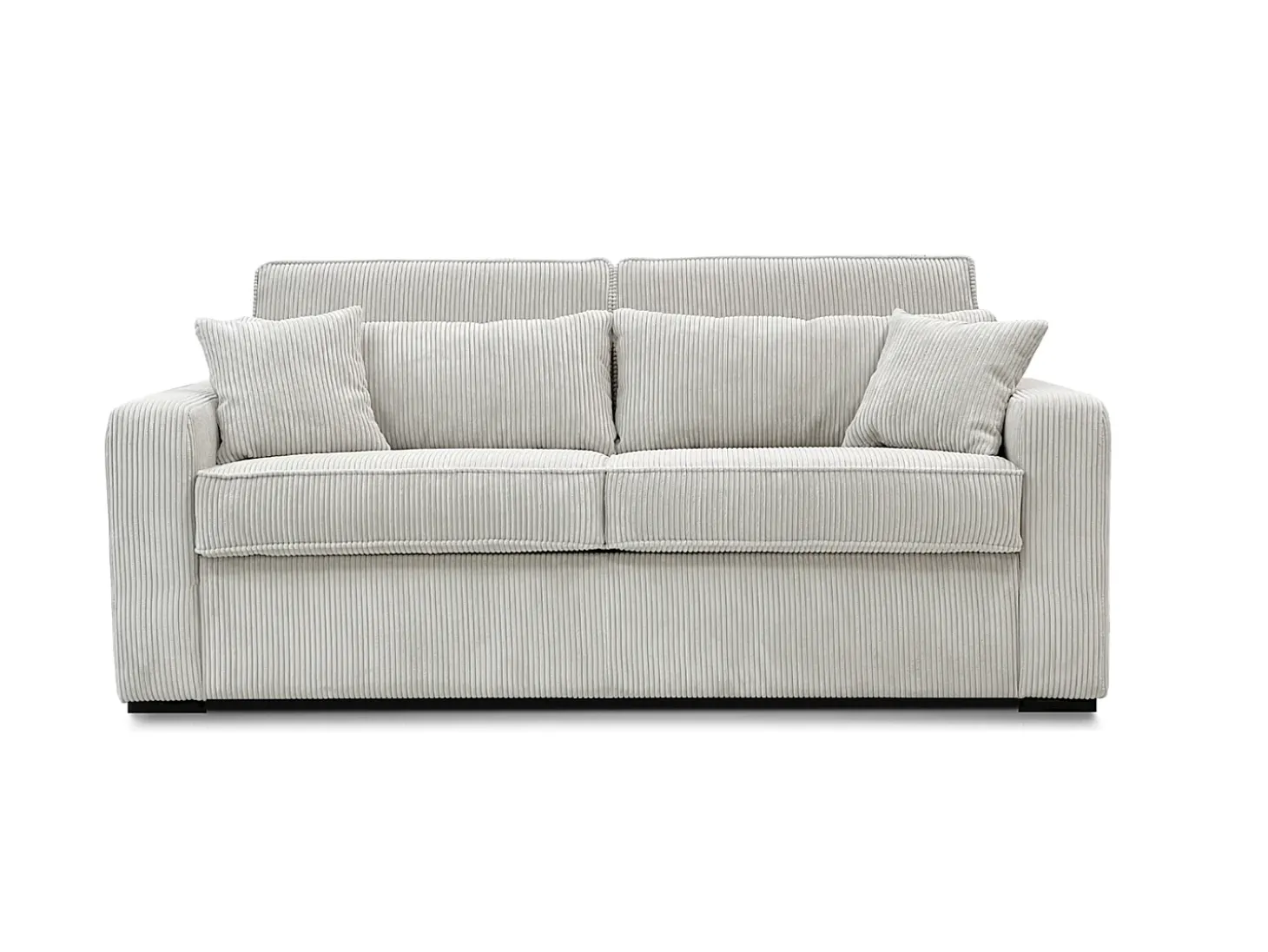 Sofá-cama Express em veludo cotelê bege, área para dormir de 130 cm, colchão de 16 cm, MONDOVI