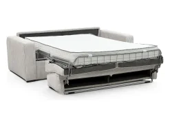 Sofá-cama Express em veludo cotelê bege, área para dormir de 160 cm, colchão de 16 cm, MONDOVI