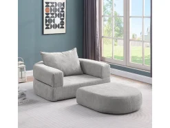 Sofá-cama futon compressível, poltrona-cama versátil com almofadas.