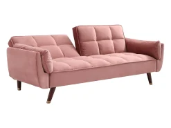Sofá-cama GULCAN de 3 lugares com mecanismo click-clack em veludo rosa.