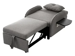 Sofá-cama individual multifuncional com função de cama, poltrona e cadeirão, sofá-cama ajustável em três direções, mesas de chá dobráveis