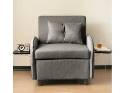 Sofá-cama individual multifuncional com função de cama, poltrona e cadeirão, sofá-cama ajustável em três direções, mesas de chá dobráveis