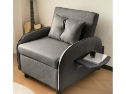 Sofá-cama individual multifuncional com função de cama, poltrona e cadeirão, sofá-cama ajustável em três direções, mesas de chá dobráveis