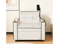 Sofá-cama individual retrátil 3 em 1 – com suporte para copos e suporte para telefone, sofá-cama, cadeira de dormir, cadeirão