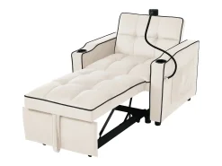 Sofá-cama individual retrátil 3 em 1 – com suporte para copos e suporte para telefone, sofá-cama, cadeira de dormir, cadeirão