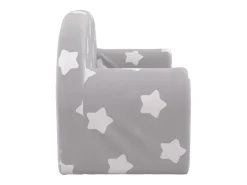 Sofá-cama infantil 2 lugares c/ estrelas pelúcia cinzento-claro PT471628