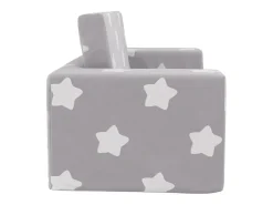 Sofá-cama infantil 2 lugares c/ estrelas pelúcia cinzento-claro PT441226