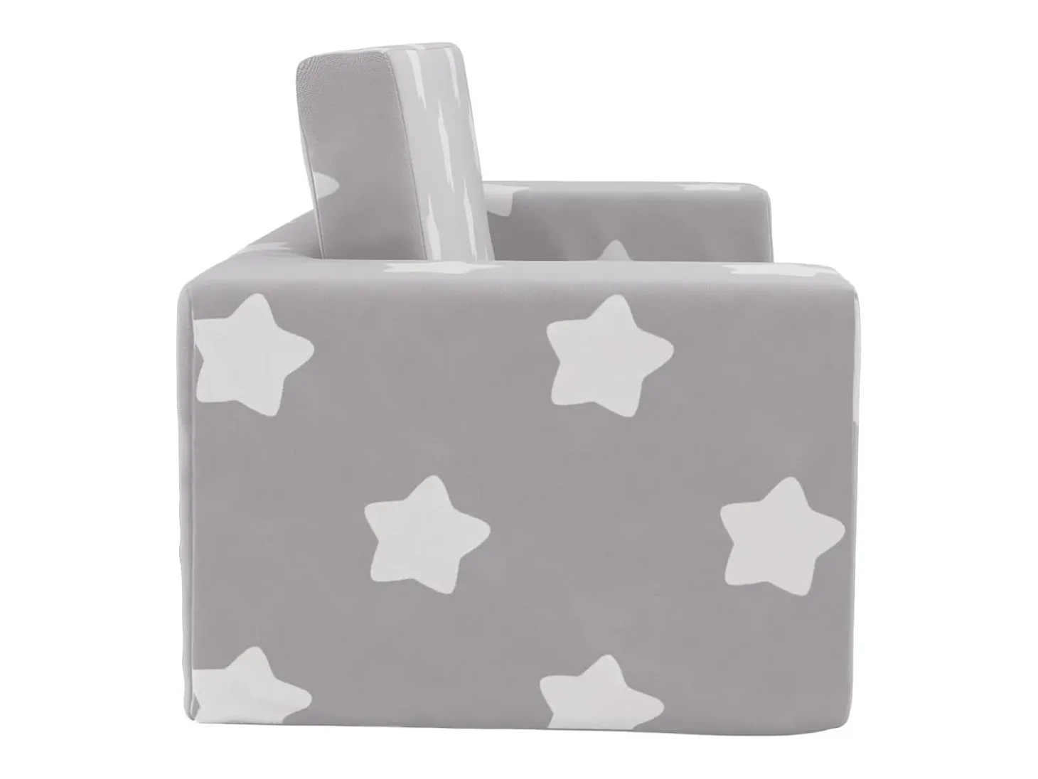 Sofá-cama infantil 2 lugares c/ estrelas pelúcia cinzento-claro PT441226