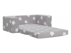 Sofá-cama infantil 2 lugares c/ estrelas pelúcia cinzento-claro PT441226