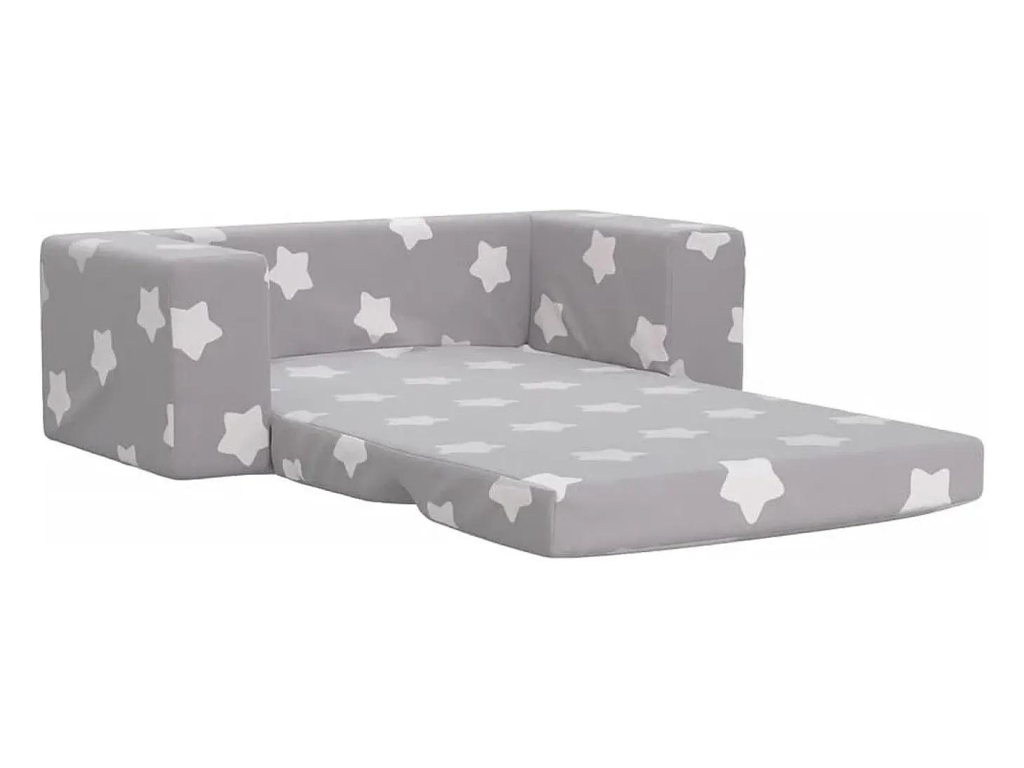 Sofá-cama infantil 2 lugares c/ estrelas pelúcia cinzento-claro PT441226