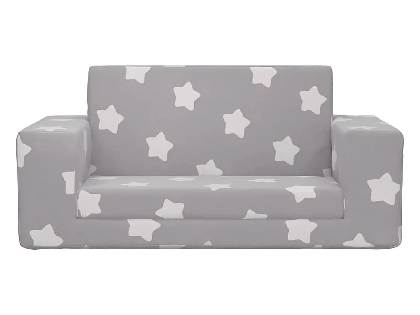 Sofá-cama infantil 2 lugares c/ estrelas pelúcia cinzento-claro PT441226