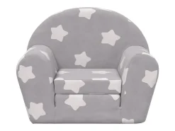 Sofá-cama infantil c/ estrelas pelúcia macia cinzento-claro PT910887