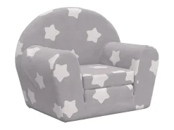 Sofá-cama infantil c/ estrelas pelúcia macia cinzento-claro PT910887
