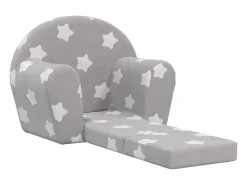Sofá-cama infantil c/ estrelas pelúcia macia cinzento-claro PT910887