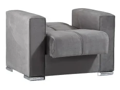 Sofá-cama Jose, Poltrona de armazenamento para sala conversível em cama, Poltrona relaxante em tecido acolchoado com abertura click-clack, 94x85h91 cm, Cinza
