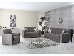 Sofá-cama Jose, Poltrona de armazenamento para sala conversível em cama, Poltrona relaxante em tecido acolchoado com abertura click-clack, 94x85h91 cm, Cinza