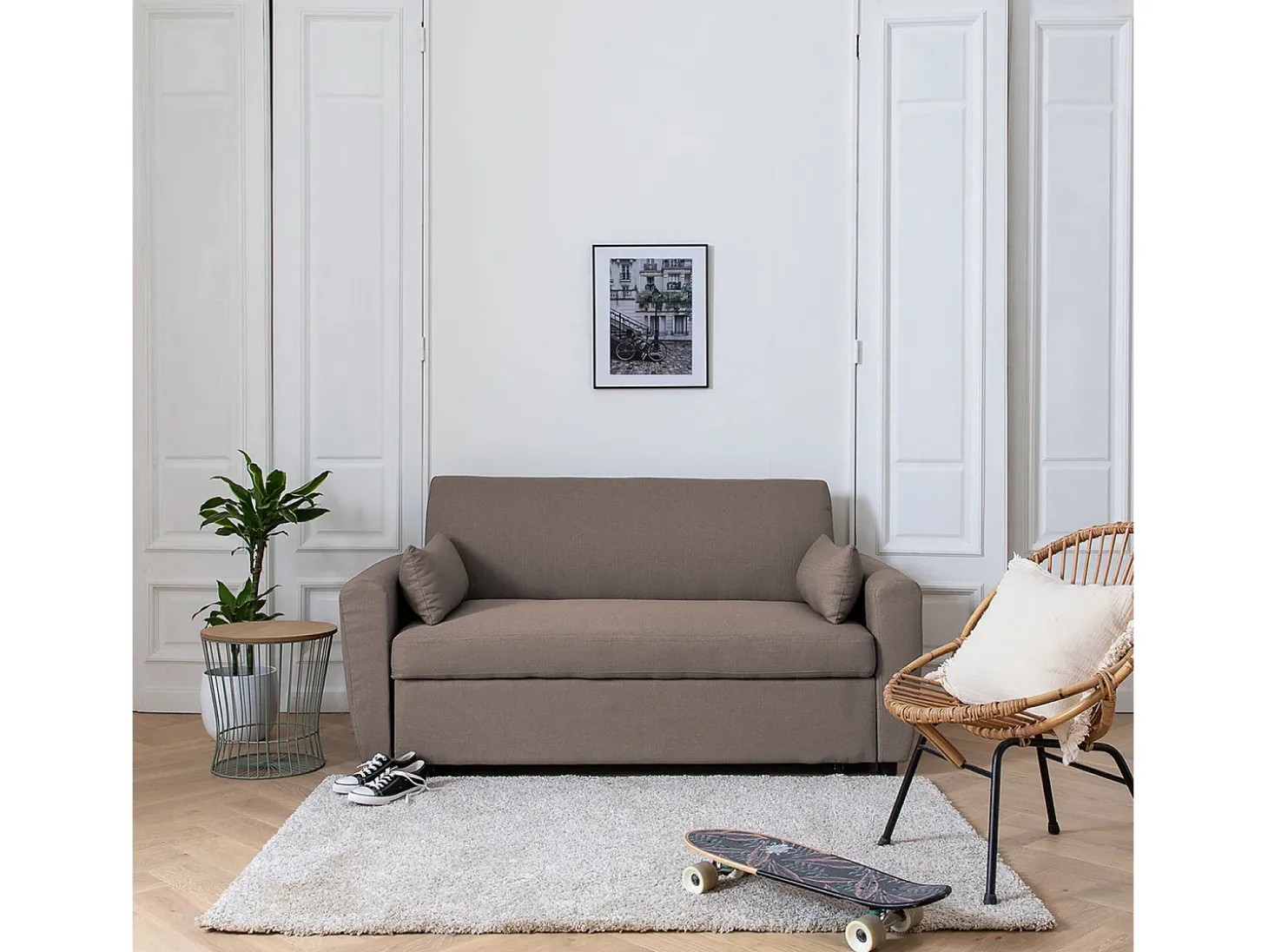Sofá-cama MATT 2 lugares em taupe