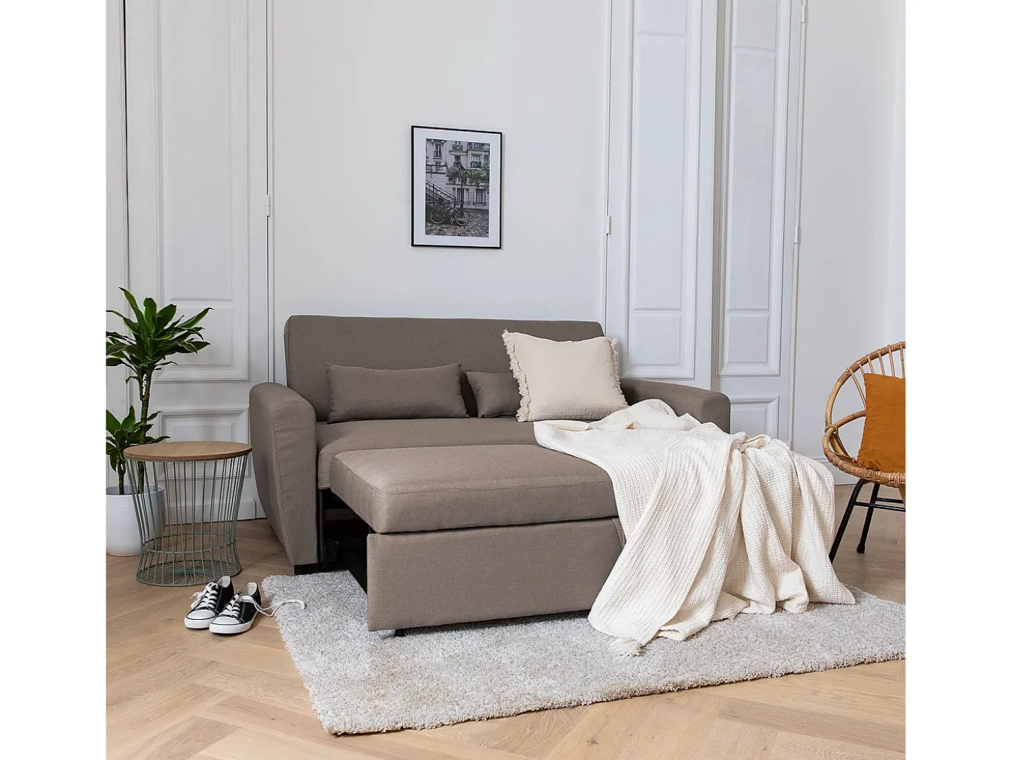 Sofá-cama MATT 2 lugares em taupe