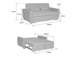 Sofá-cama MATT 2 lugares em taupe