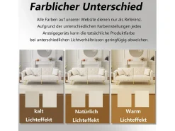 Sofá-cama moderno de 2 lugares – 173 x 75 x 70 cm – encosto ajustável em 3 níveis + pernas de metal dourado – veludo – bege