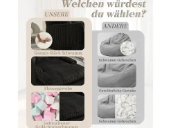 Sofá-cama moderno em veludo cotelê, modelo Cloud Couch, com 3 almofadas, sofá de chão individual (preto)