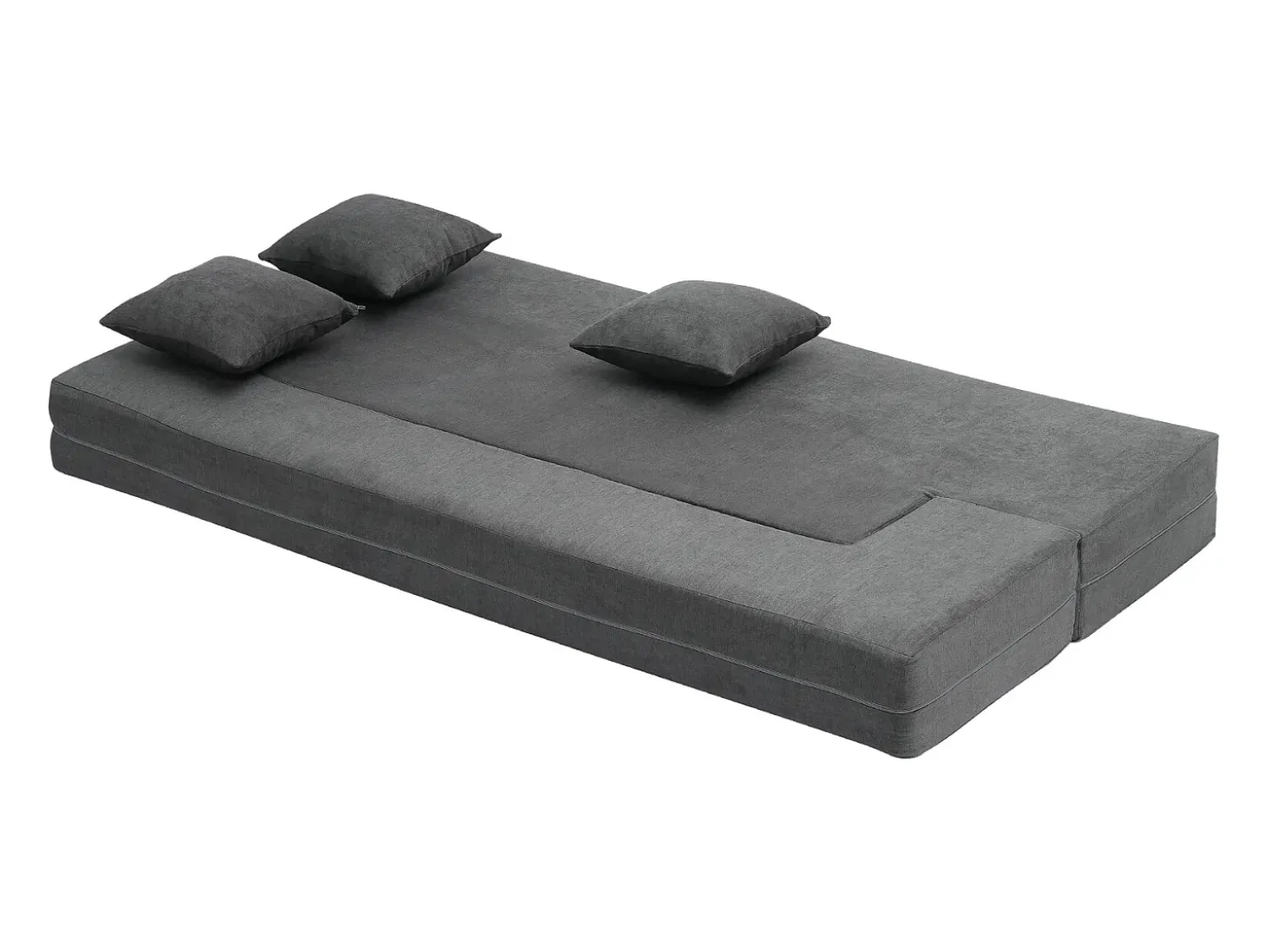 Sofá-cama Moderno, SucceBuy 3 em 1 Sofá-cama Dobrável com 3 Almofadas para Cama de Solteiro Cinza Escuro
