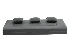 Sofá-cama Moderno, SucceBuy 3 em 1 Sofá-cama Dobrável com 3 Almofadas para Cama de Solteiro Cinza Escuro