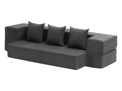 Sofá-cama Moderno, SucceBuy 3 em 1 Sofá-cama Dobrável com 3 Almofadas para Cama de Solteiro Cinza Escuro