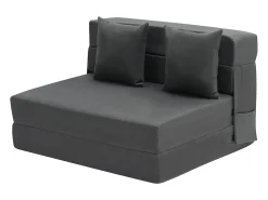 Sofá-cama Moderno, SucceBuy Sofá-cama Dobrável 3 em 1 com 2 Almofadas Twin Cinzento-escuro