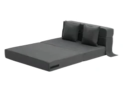 Sofá-cama Moderno, SucceBuy Sofá-cama Dobrável 3 em 1 com 2 Almofadas Twin Cinzento-escuro