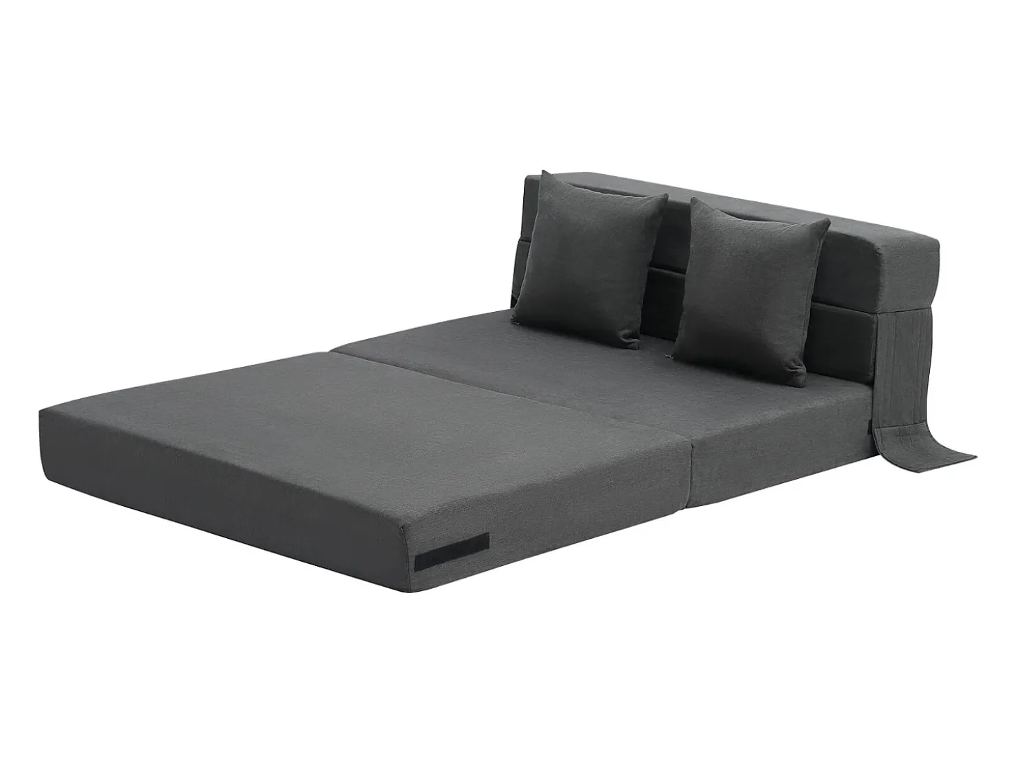 Sofá-cama Moderno, SucceBuy Sofá-cama Dobrável 3 em 1 com 2 Almofadas Twin Cinzento-escuro