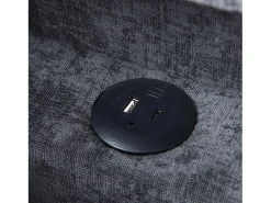 Sofá-cama multifuncional - encosto ajustável - braços com faixas luminosas LED - Porta USB/Type-C - Cinza Claro