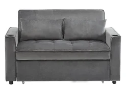Sofá-cama multifuncional com função de dormir, sofá-cama com suporte para copos e almofadas, cinzento