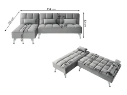 Sofá-Cama Noelia XL Chaise Longue 234cm Preto