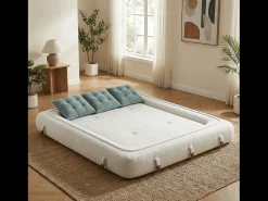Sofá-cama Okoa 2 lugares - branco e sálvia