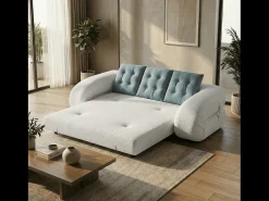 Sofá-cama Okoa 2 lugares - branco e sálvia