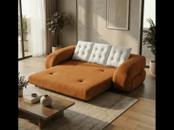 Sofá-cama Okoa 2 lugares - laranja branco