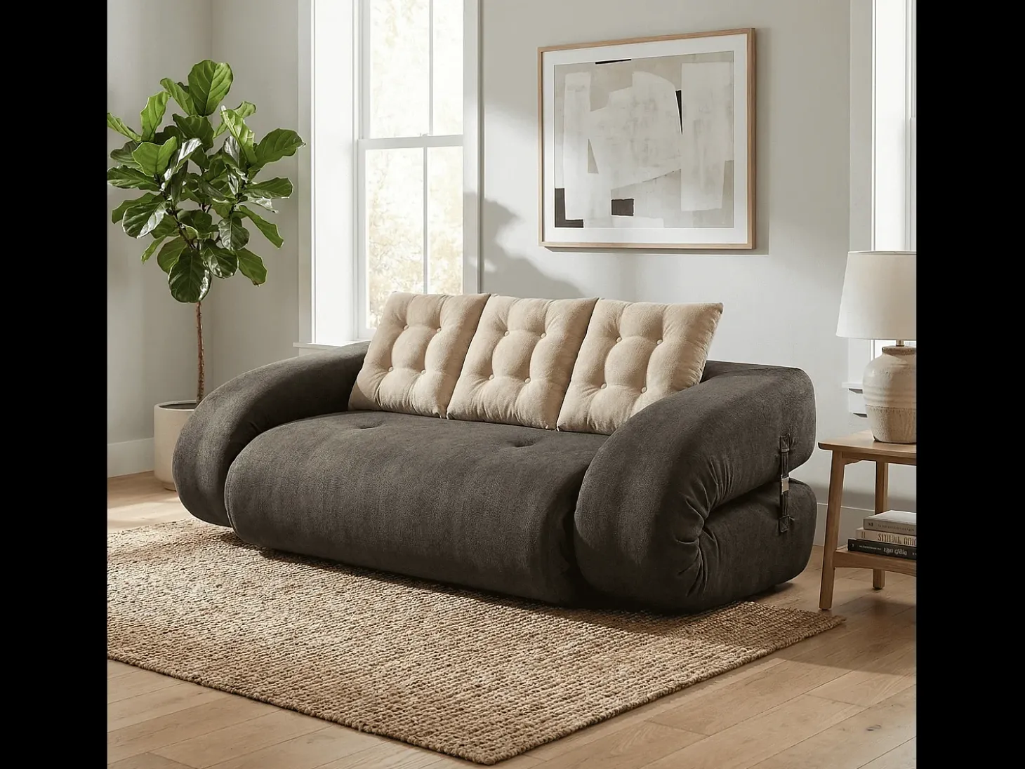 Sofá-cama Okoa 2 lugares - marrom areia
