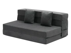 Sofá-Cama Plegável SucceBuy, 3 em 1 com 2 Travesseiros, Cinza Escuro, Queen